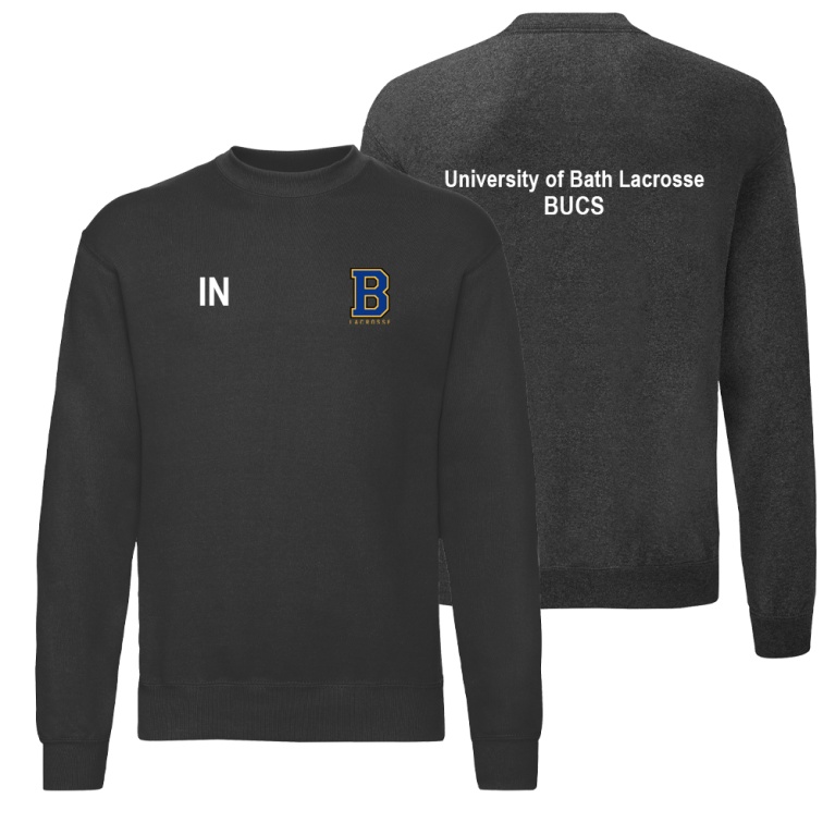 University of Bath - Lacrosse - Set in Sleeve Sweatshirt - Black - Unisex Fit