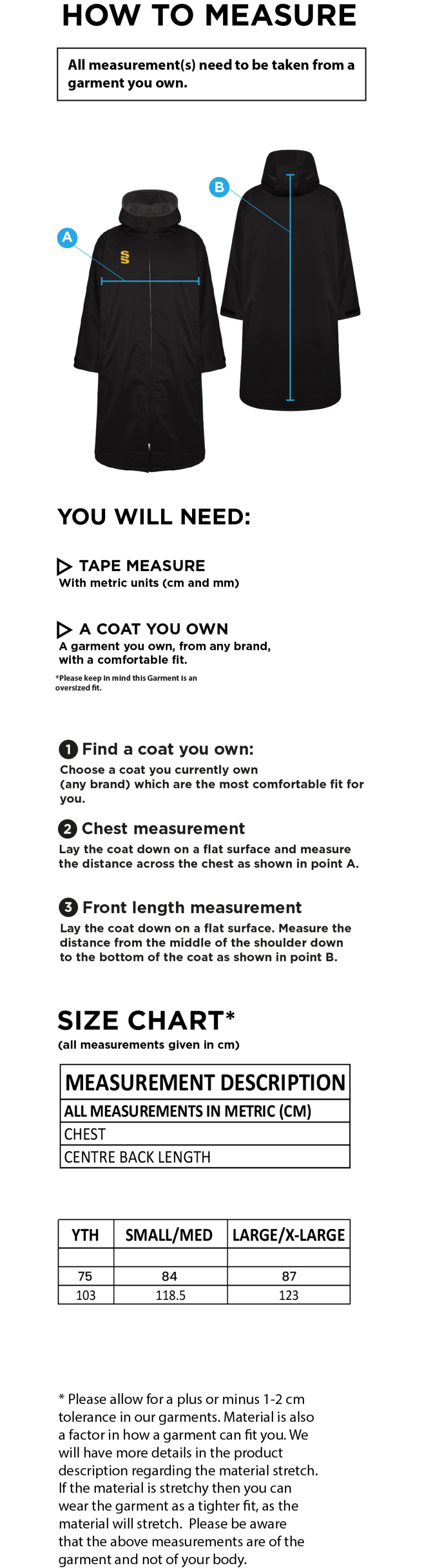 University of Bath - Thermal Robe - Size Guide