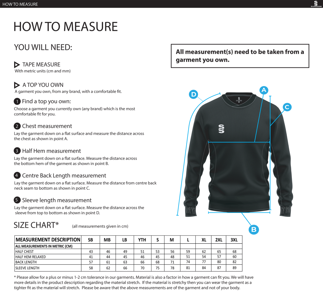 University of Bath - Run Out Top - Size Guide