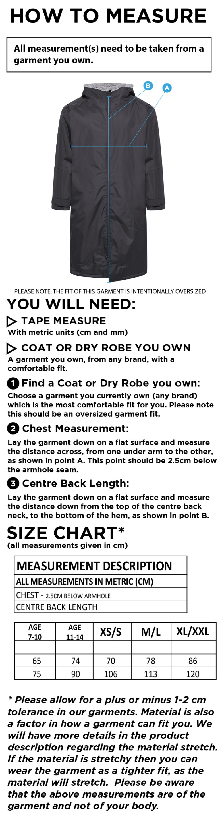 University of Bath - Thermal Robe - Size Guide